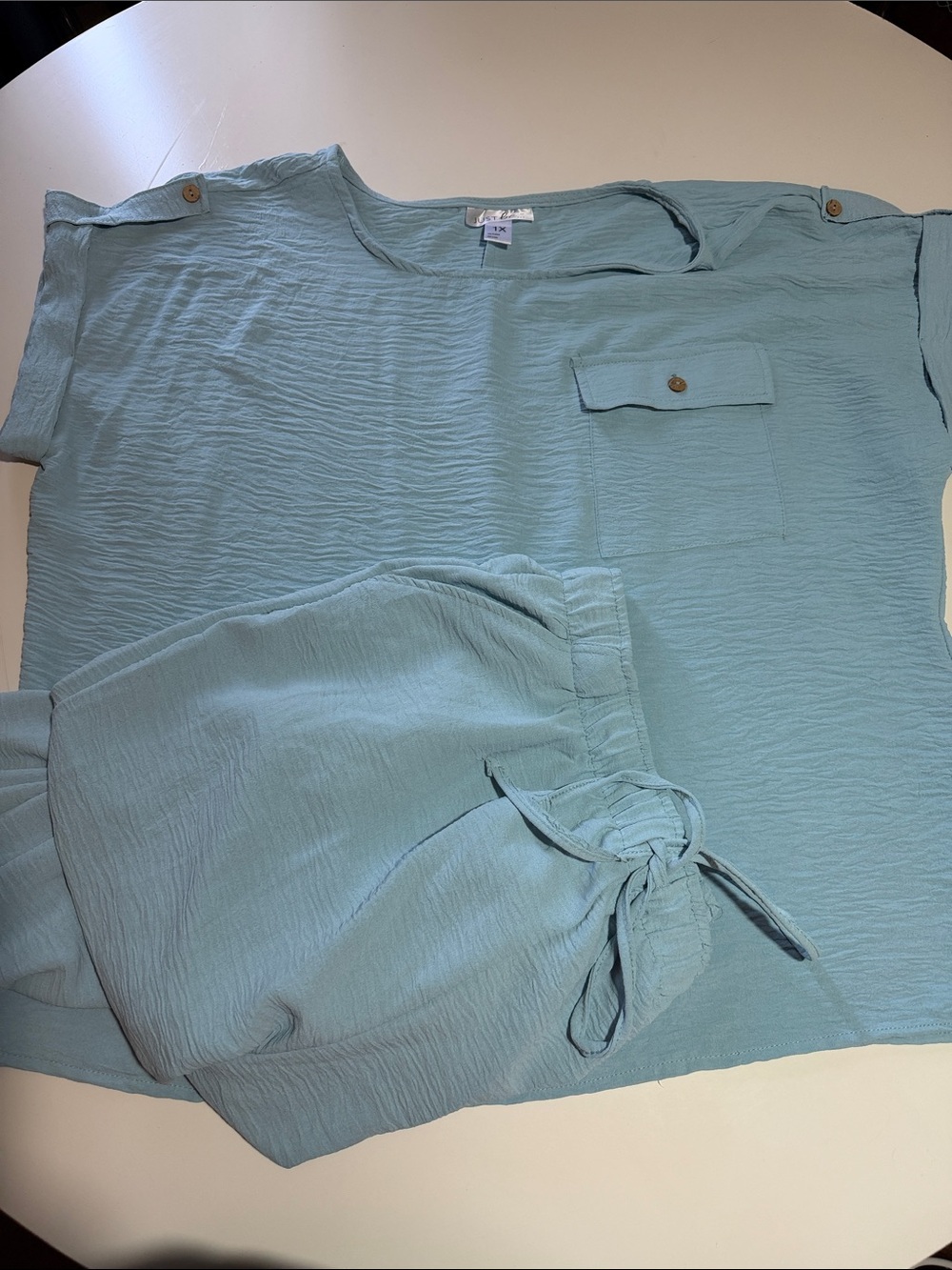 just be Light Blue Lounge Top & Pants Set
